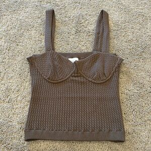 We Wore What Brown Knit Top